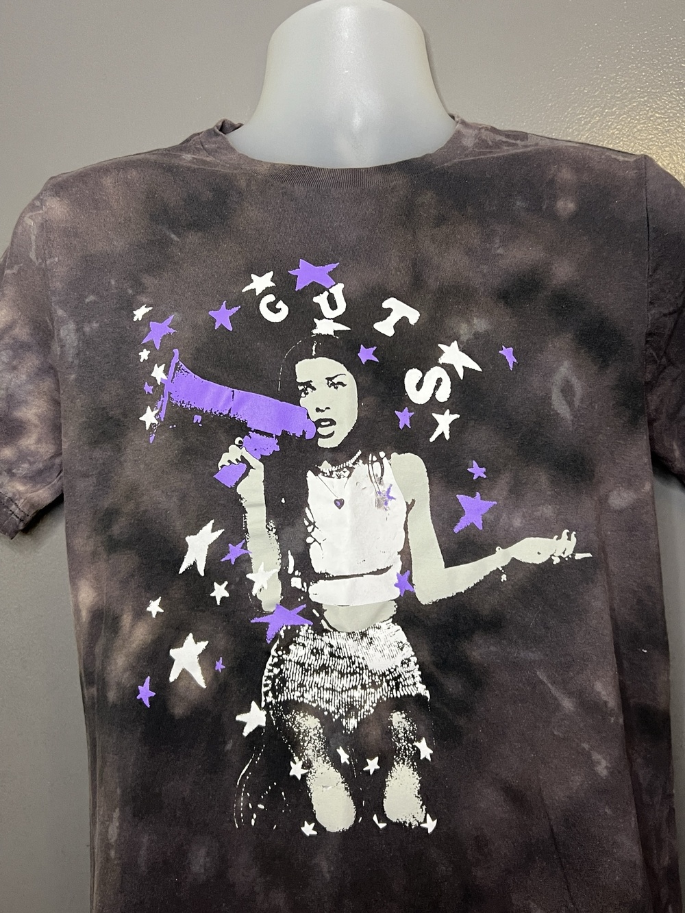 Olivia Rodrigo Guts Shirt Mens Small Black Tie Dye Graphic Tee Music Stars Album